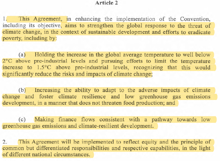 Article 2 Paris Agreement